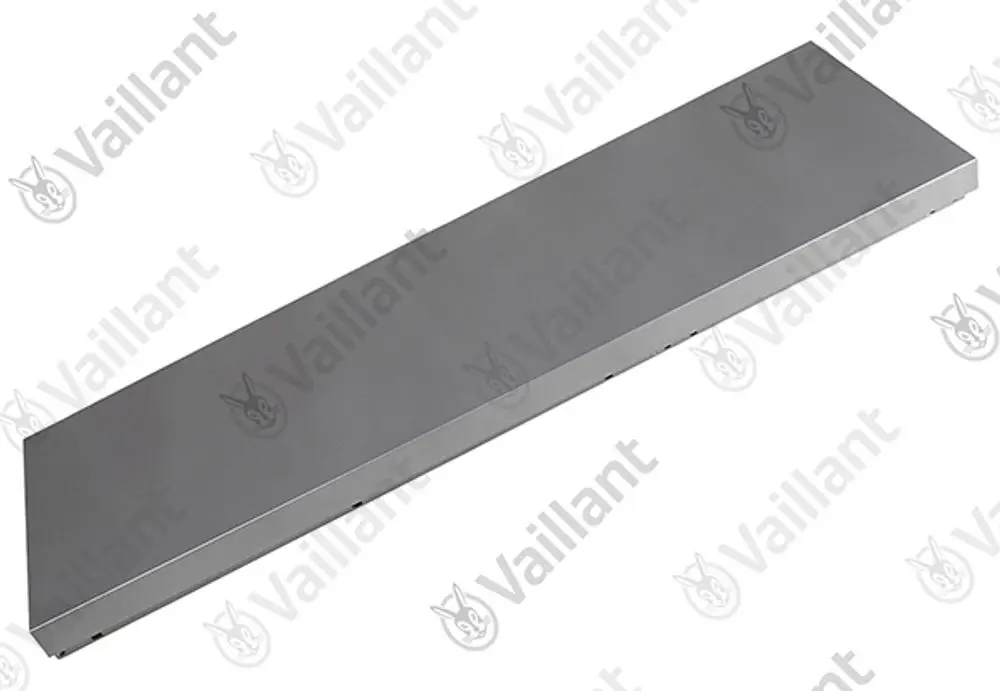 Vaillant Seitenblech in rechteckiger Form, aus Metall gefertigt, mit flacher Oberfläche und seitlicher Befestigungsmöglichkeit, für Heizungsanwendungen.